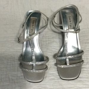 Touch Ups silver sandals with rhinestones.   B72